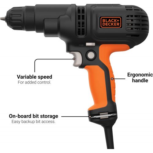  BLACK+DECKER 5.5 Amp Electric 3/8 in. Drill Kit (BDED200C)