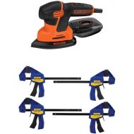 BLACK+DECKER Mouse Detail Sander, Compact with IRWIN QUICK-GRIP Clamps, One-Handed, Mini Bar, 6-Inch, 4-Pack (BDEMS600 & 1964758)