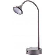 BLACK+DECKER Black and Decker Office VLED1812GRAY-BD Flexible Gooseneck USB Charging Port LED Desk Lamp, Dimmable, Gray