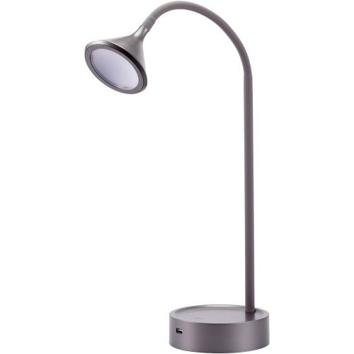  BLACK+DECKER Black and Decker Office VLED1812GRAY-BD Flexible Gooseneck USB Charging Port LED Desk Lamp, Dimmable, Gray