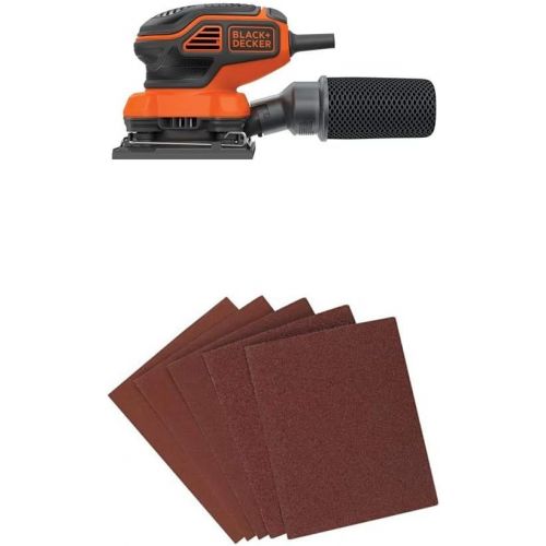  BLACK+DECKER BDEQS300 1/4 Sheet Orbital Sander with Paddle Switch Actuati with BLACK+DECKER 74-606 1/4-Inch Assorted Sheet Paper 6-Pack