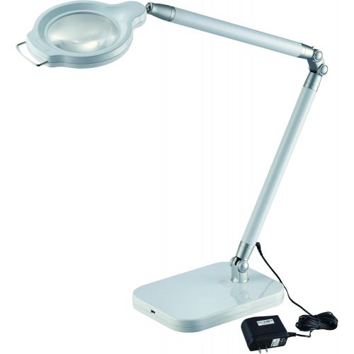  BLACK+DECKER PureOptics Summit Zoom Magnifier 10W Flicker-Free Natural Daylight LED Desk Lamp, 5-Diopter Lens USB Port, 6 Dimming Levels (416 Lumens), White (LED10ARCMAG-WHT)