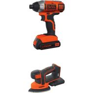 BLACK+DECKER BDCMS20B 20V Cordless Mouse Sander, Baretool with BLACK+DECKER BDCI20C 20V MAX Lithium Impact Driver