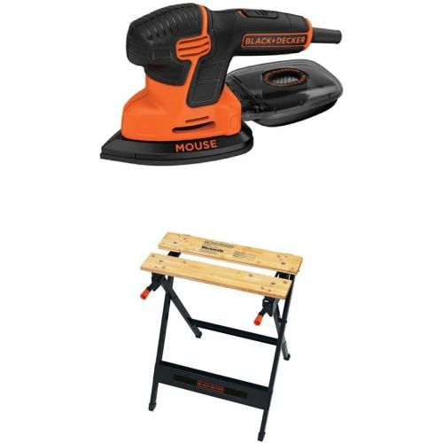  BLACK+DECKER Mouse Detail Sander, Compact with Workmate Portable Workbench, 350-Pound Capacity (BDEMS600 & WM125)