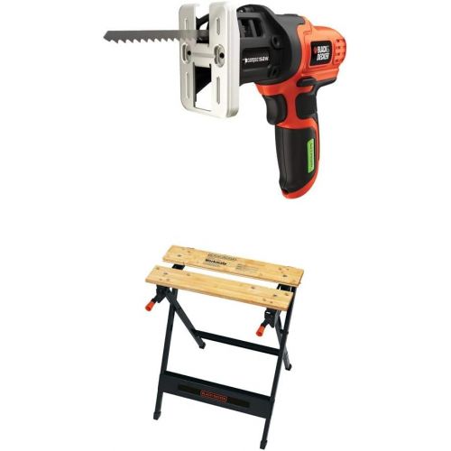  BLACK+DECKER Jig Saw, Cordless, Compact with Workmate Portable Workbench, 350-Pound Capacity (LPS7000 & WM125)