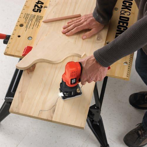  BLACK+DECKER Jig Saw, Cordless, Compact with Workmate Portable Workbench, 350-Pound Capacity (LPS7000 & WM125)