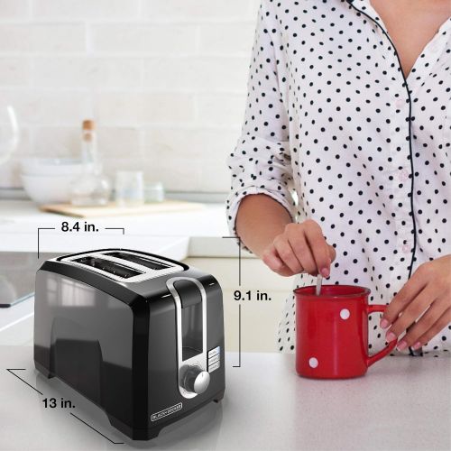  BLACK+DECKER 2-Slice Extra-Wide Slot Toaster, Square, Black, T2569B