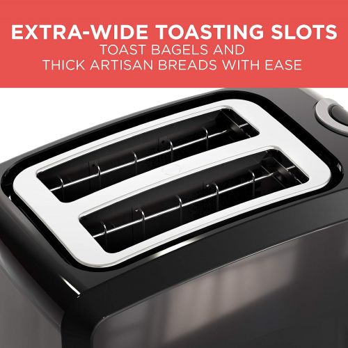  BLACK+DECKER 2-Slice Extra-Wide Slot Toaster, Square, Black, T2569B