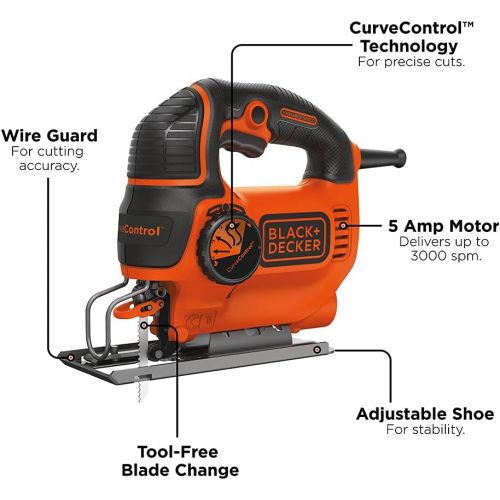  BLACK+DECKER Jig Saw, Smart Select, 5.0-Amp (BDEJS600C)