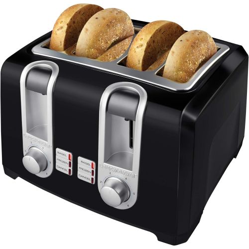  BLACK+DECKER T4569B 4-Slice Toaster, Bagel Toaster, Black