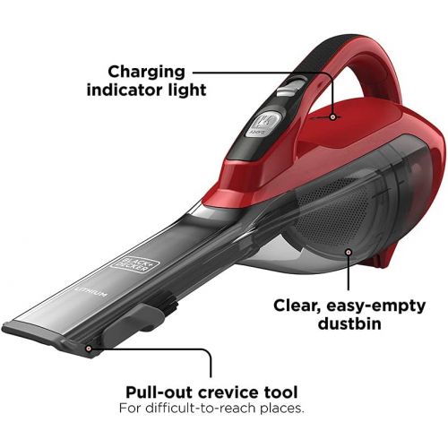  BLACK+DECKER Dustbuster Handheld Vacuum, Cordless, Chili Red (HLVA320J26)