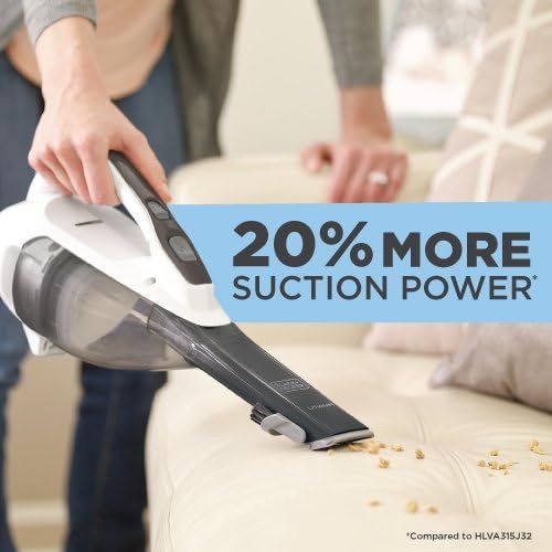  BLACK+DECKER dustbuster AdvancedClean Cordless Handheld Vacuum, Powder White (HVLA325J10)