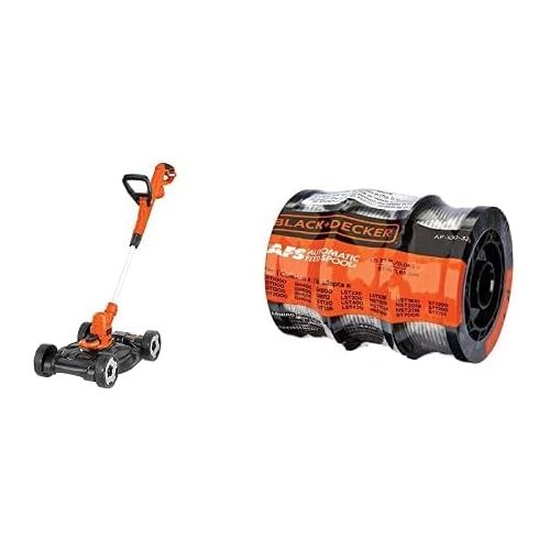  BLACK+DECKER MTE912 6.5-Amp Electric 3-in-1 Trimmer/Edger and Mower, 12 WITH BLACK+DECKER AF-100-3ZP 30ft 0.065 Line String Trimmer Replacement Spool, 3-Pack