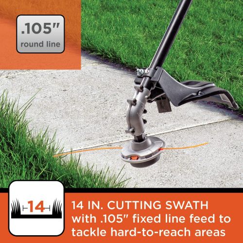  BLACK+DECKER BDXGTAM214102 25cc 2-Cycle 14-Inch Straight Shaft Gas Powered String Trimmer ? Light-weight Weed Wacker for Lawn Care, Black and Orange