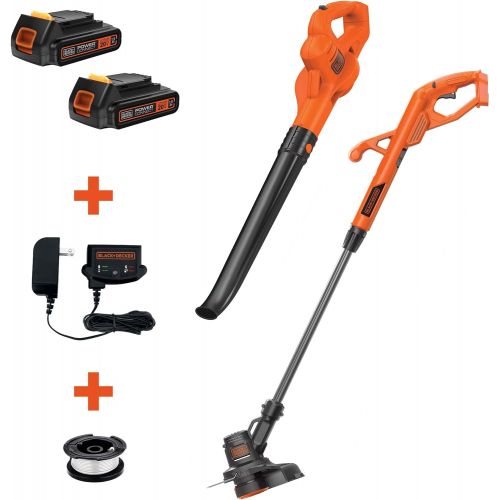  BLACK+DECKER 20V MAX Cordless Hedge Trimmer, 22-Inch (LHT2220),Orange & LCC222 20V MAX Lithium String Trimmer/Edger, Sweeper Plus, 10