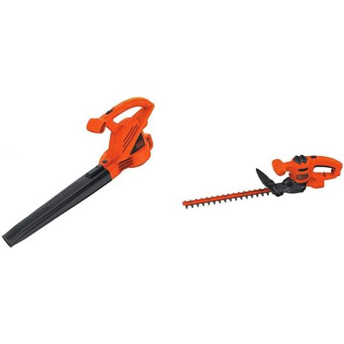  BLACK+DECKER Electric Leaf Blower, 7-Amp (LB700) & BEHT100 Hedge Trimmer, Brown/A