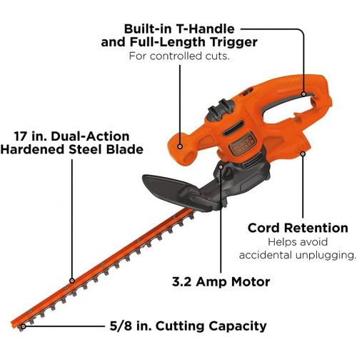  BLACK+DECKER Electric Hedge Trimmer, 17-Inch (BEHT150)