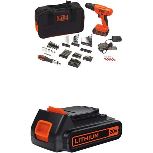  BLACK+DECKER LBXR20 20-Volt MAX Extended Run Time Lithium-Ion Cordless To with BLACK+DECKER BDC120VA100 Cordless Project Kit with 100 Accessories