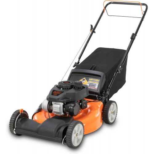  BLACK+DECKER 21-Inch 3-in-1 Gas Powered Push Lawn Mower with 140cc OHV Engine, Black and Orange