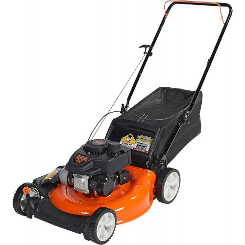  BLACK+DECKER 21-Inch 3-in-1 Gas Powered Push Lawn Mower with 140cc OHV Engine, Black and Orange