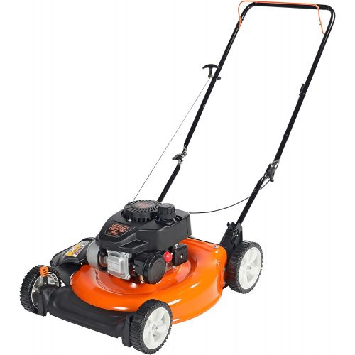  BLACK+DECKER 140cc OHV 21-Inch 2-in-1 Walk-Behind Push Gas Powered Lawn Mower - Perfect for Small to Medium Sized Yards - Side Discharge and Mulching Capabilities, Black and Orange