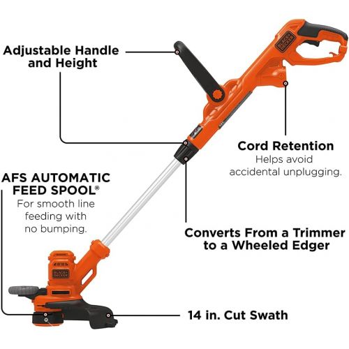  BLACK+DECKER String Trimmer with Auto Feed, Electric, 6.5-Amp, 14-Inch (BESTA510)