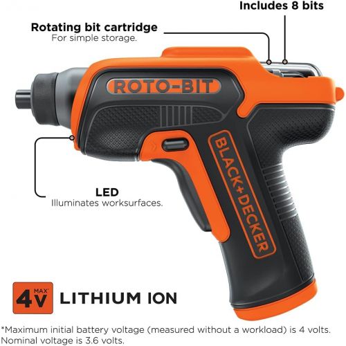  BLACK+DECKER 4V MAX Cordless Screwdriver with Bit Storage (BDCS50C) , Orange