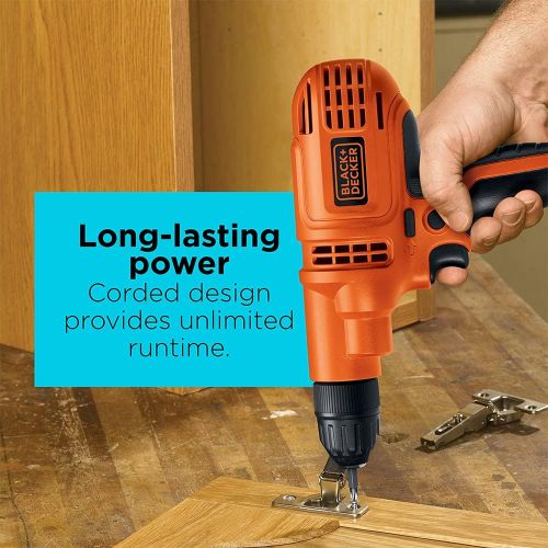  BLACK+DECKER Corded Drill, 5.5-Amp, 3/8-Inch (DR260C)