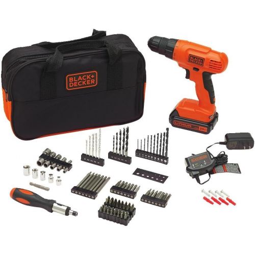  BLACK+DECKER 20V MAX Drill & Drill Bit Set, 100 Piece (BDC120VA100) , Orange