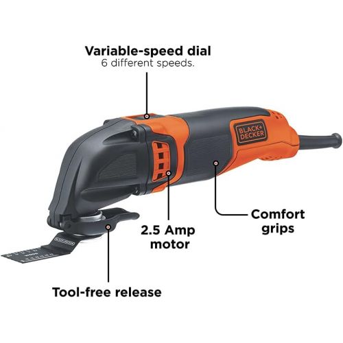  BLACK+DECKER Oscillating Multi-Tool, Variable Speed, 2.5-Amp (BD200MTB)