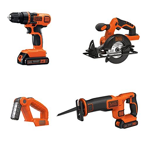  BLACK+DECKER 20V MAX Cordless Drill Combo Kit, 4-Tool (BD4KITCDCRL)