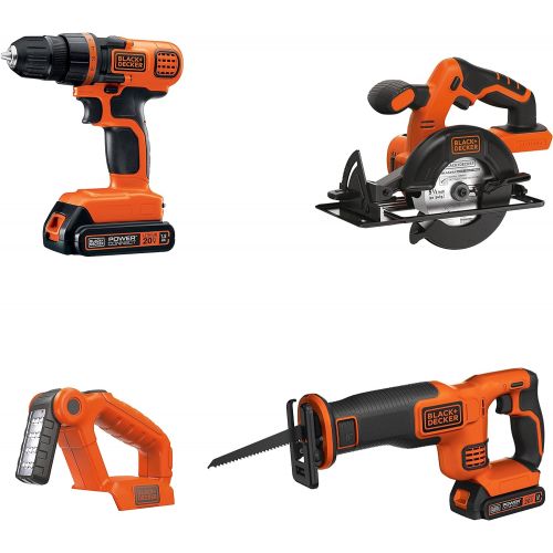  BLACK+DECKER 20V MAX Cordless Drill Combo Kit, 4-Tool (BD4KITCDCRL)