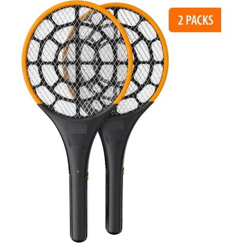  Black + Decker 2 Pack Electric Fly Swatter Large Handheld Indoor & Outdoor Mosquito & Bug Zapper Battery-Powered Mesh Grid & Heavy-Duty