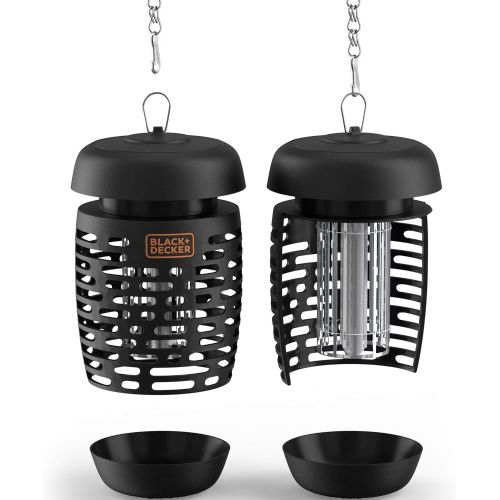  BLACK + DECKER Bug Zapper Electric Lantern with Insect Tray, Cleaning Brush, Light Bulb & Waterproof Design for Indoor & Outdoor Flies, Gnats & Mosquitoes Up to 625 Square Feet- 2