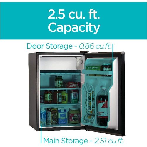  [아마존베스트]BLACK+DECKER BCRK25B Compact Refrigerator Energy Star Single Door Mini Fridge with Freezer, 2.5 Cubic Feet, Black