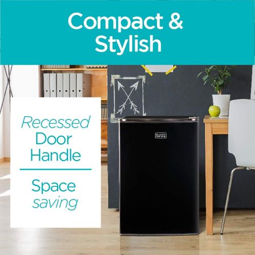  [아마존베스트]BLACK+DECKER BCRK25B Compact Refrigerator Energy Star Single Door Mini Fridge with Freezer, 2.5 Cubic Feet, Black