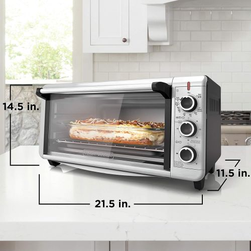  [아마존베스트]BLACK+DECKER TO3240XSBD 8-Slice Extra Wide Convection Countertop Toaster Oven, Includes Bake Pan, Broil Rack & Toasting Rack, Stainless Steel/Black Convection Toaster Oven