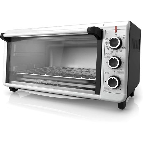  [아마존베스트]BLACK+DECKER TO3240XSBD 8-Slice Extra Wide Convection Countertop Toaster Oven, Includes Bake Pan, Broil Rack & Toasting Rack, Stainless Steel/Black Convection Toaster Oven