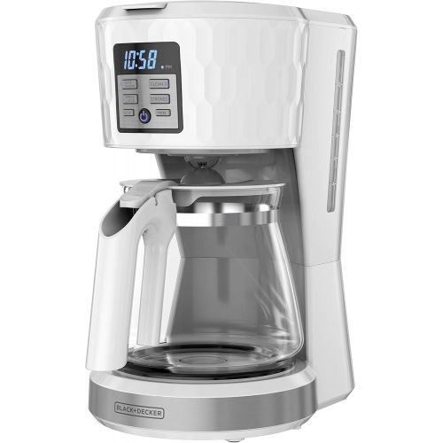  BLACK+DECKER Honeycomb Collection 12-Cup Programmable Coffeemaker, with Premium Textured Finish, CM1251W-1, White