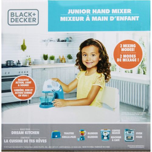  BLACK+DECKER Junior Hand Mixer Role Play Pretend Kitchen Appliance for Kids with Realistic Action, Light and Sound - Plus Mixing Bowl and Two Mixing Modes for Imaginary Cooking Fun