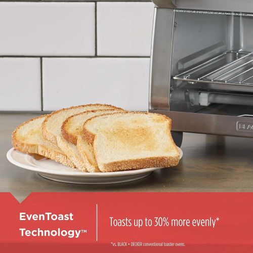  BLACK+DECKER 4-Slice Toaster Oven with Natural Convection, Stainless Steel, TO1760SS