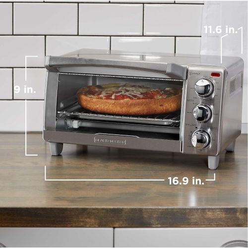  BLACK+DECKER 4-Slice Toaster Oven with Natural Convection, Stainless Steel, TO1760SS