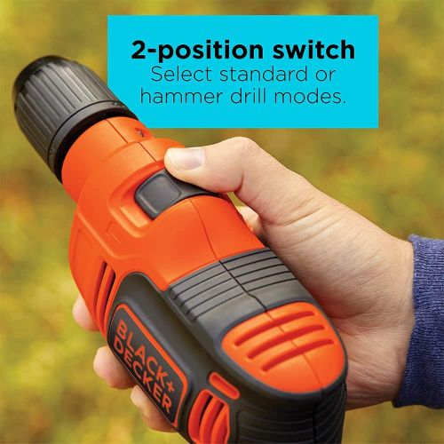  [아마존베스트]BLACK+DECKER Hammer Drill, 6.5-Amp, 1/2-Inch with Masonry Drill Bit Set, 5-Piece (BEHD201 & 16748)