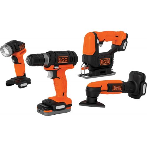  [아마존베스트]BLACK+DECKER GoPAK Cordless Drill Combo Kit, 4 Tool (BDCK502C1)