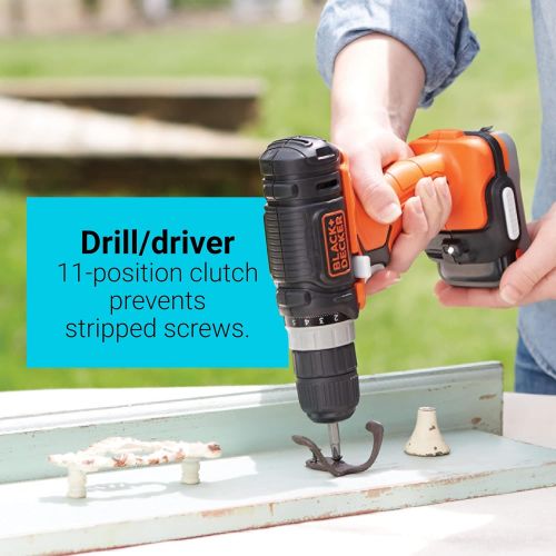  [아마존베스트]BLACK+DECKER GoPAK Cordless Drill Combo Kit, 4 Tool (BDCK502C1)