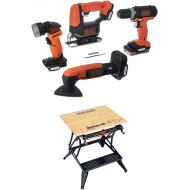 [아마존베스트]BLACK+DECKER BDCK502C1 GoPak 4-Tool Combo Kit with BLACK+DECKER WM425-A Portable Project Center and Vise