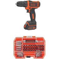 [아마존베스트]BLACK+DECKER 12V MAX Cordless Drill/Driver (BDCDD12C) with BLACK+DECKER BDA42SD 42-Piece Standard Screwdriver Bit Set