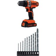 [아마존베스트]BLACK+DECKER 15557 10-Piece Drill Bit Set with BLACK+DECKER LDX220C 20V MAX 2-Speed Cordless Drill Driver (Includes Battery and Charger)