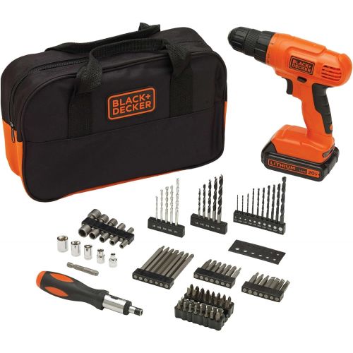  [아마존베스트]BLACK+DECKER 20V MAX Drill & Drill Bit Set, 100 Piece (BDC120VA100)