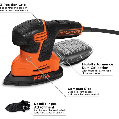  [아마존베스트]BLACK+DECKER Mouse Detail Sander, Compact with IRWIN QUICK-GRIP Clamps, One-Handed, Mini Bar, 6-Inch, 4-Pack (BDEMS600 & 1964758)